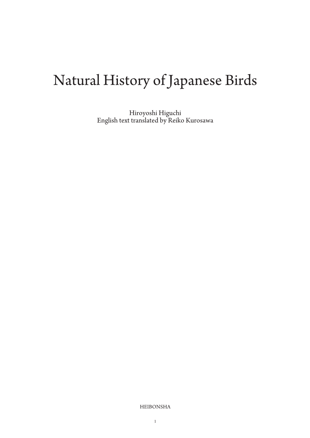 Natural History of Japanese Birds