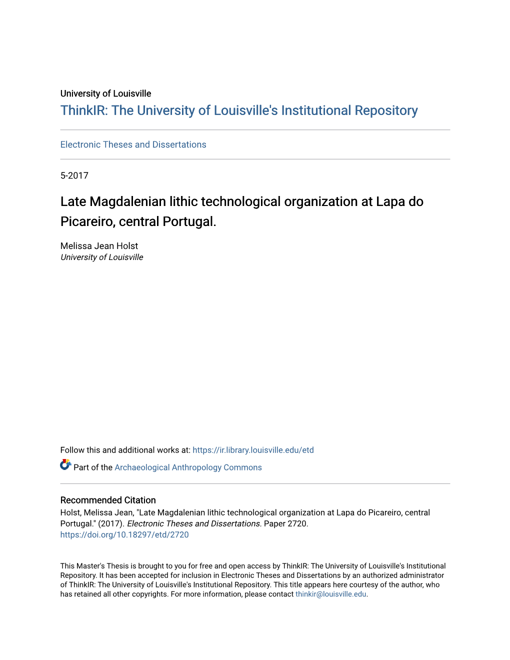 Late Magdalenian Lithic Technological Organization at Lapa Do Picareiro, Central Portugal