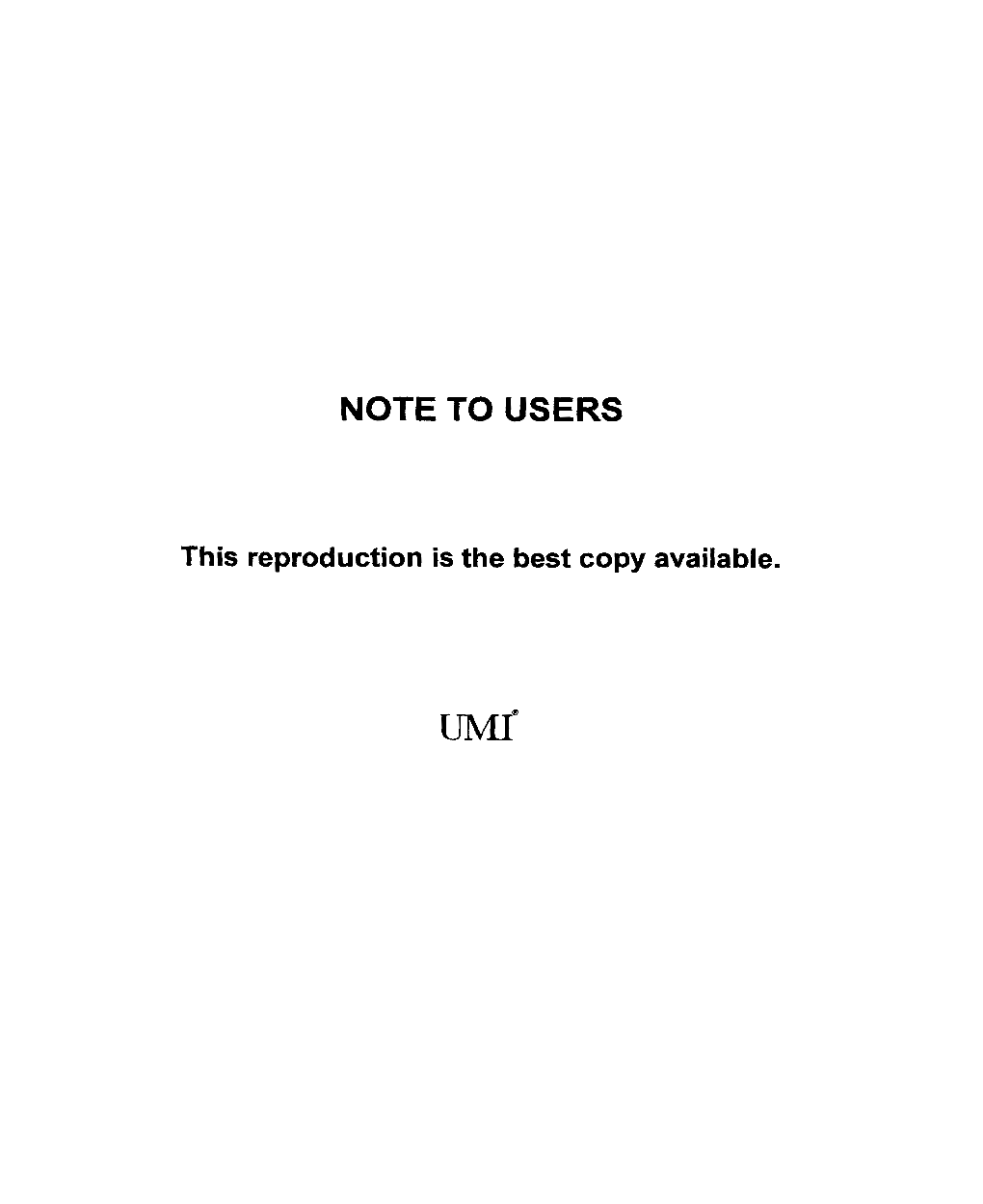 Note to Users