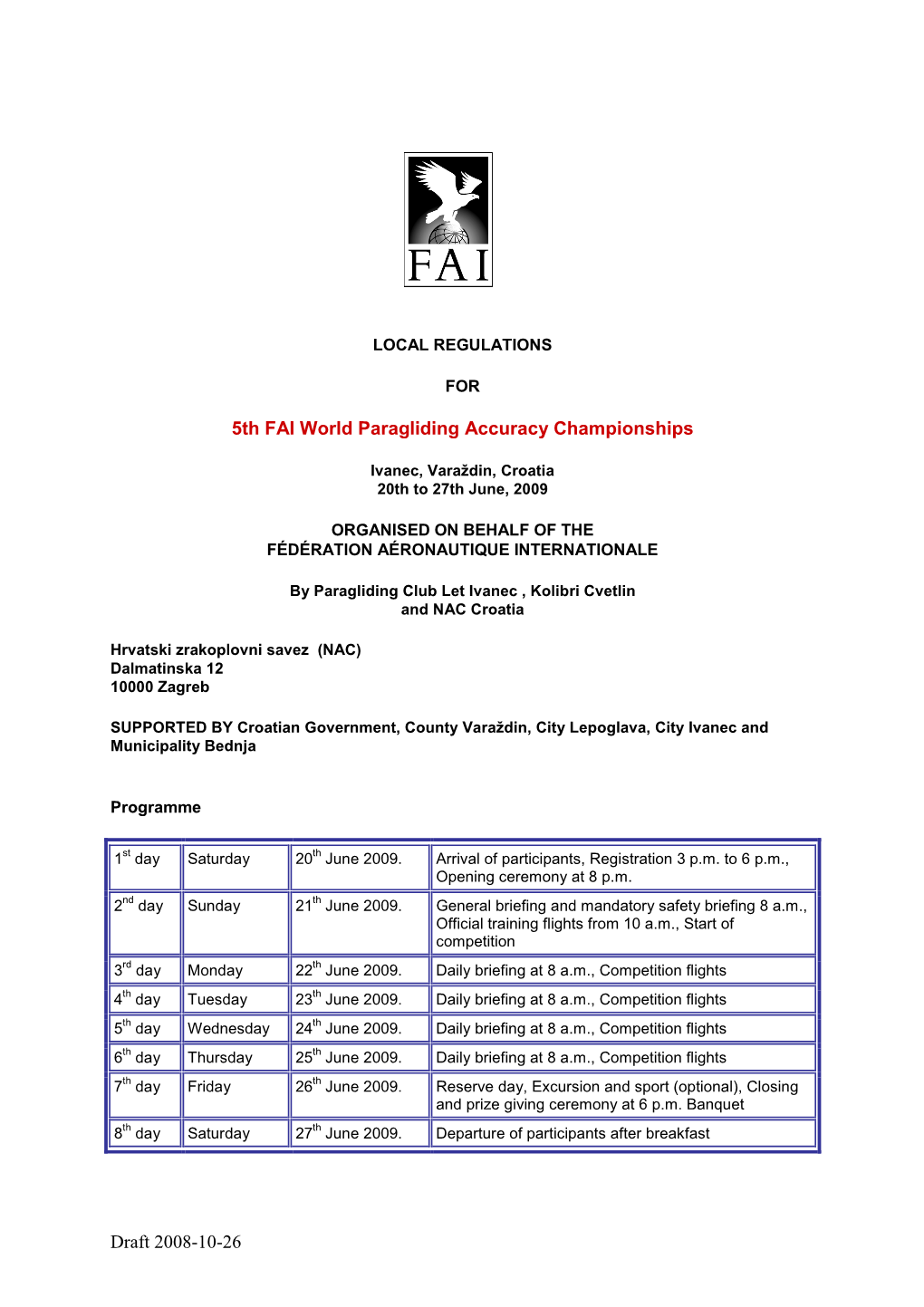 5Th FAI World Paragliding Accuracy Championships