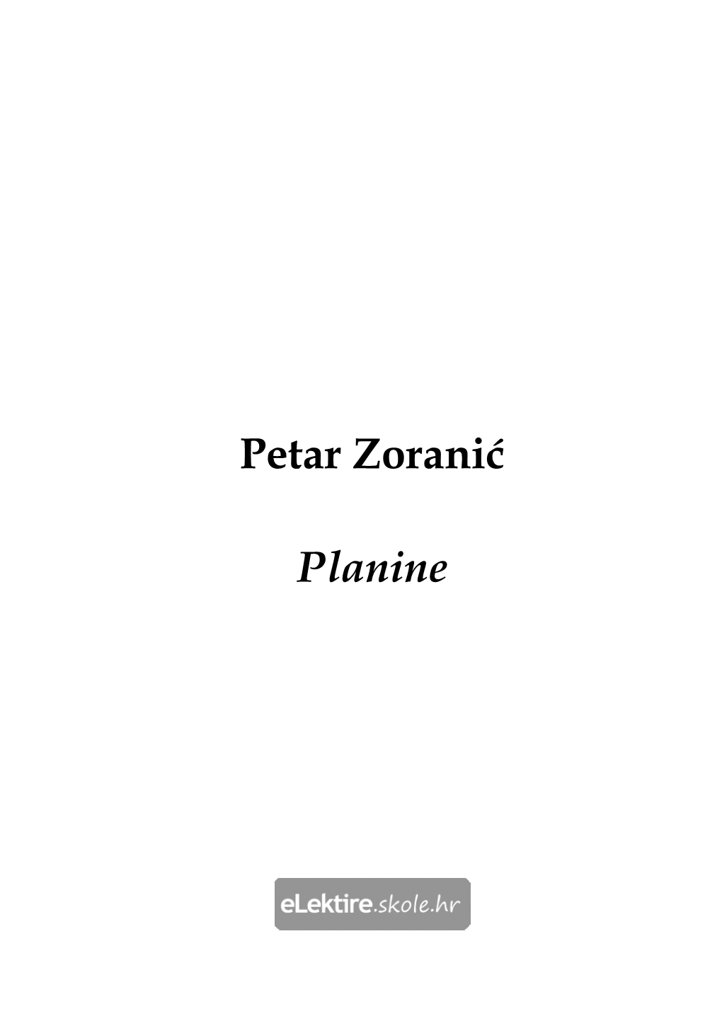 Petar Zoranić Planine