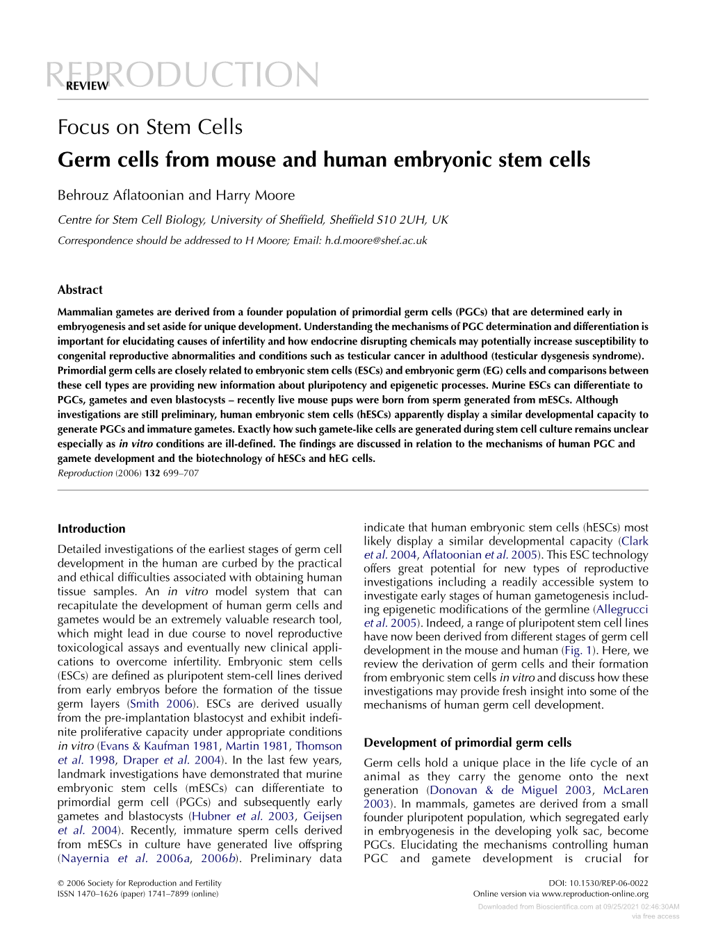 Focus on Stem Cells Germ Cells from Mouse and Human Embryonic Stem Cells