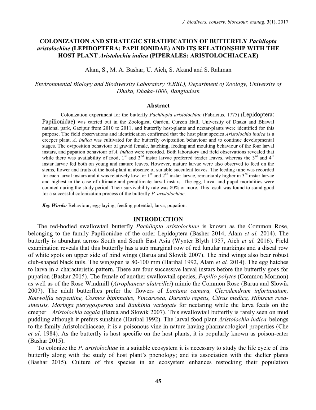 45 Colonization and Strategic Stratification of Butterfly