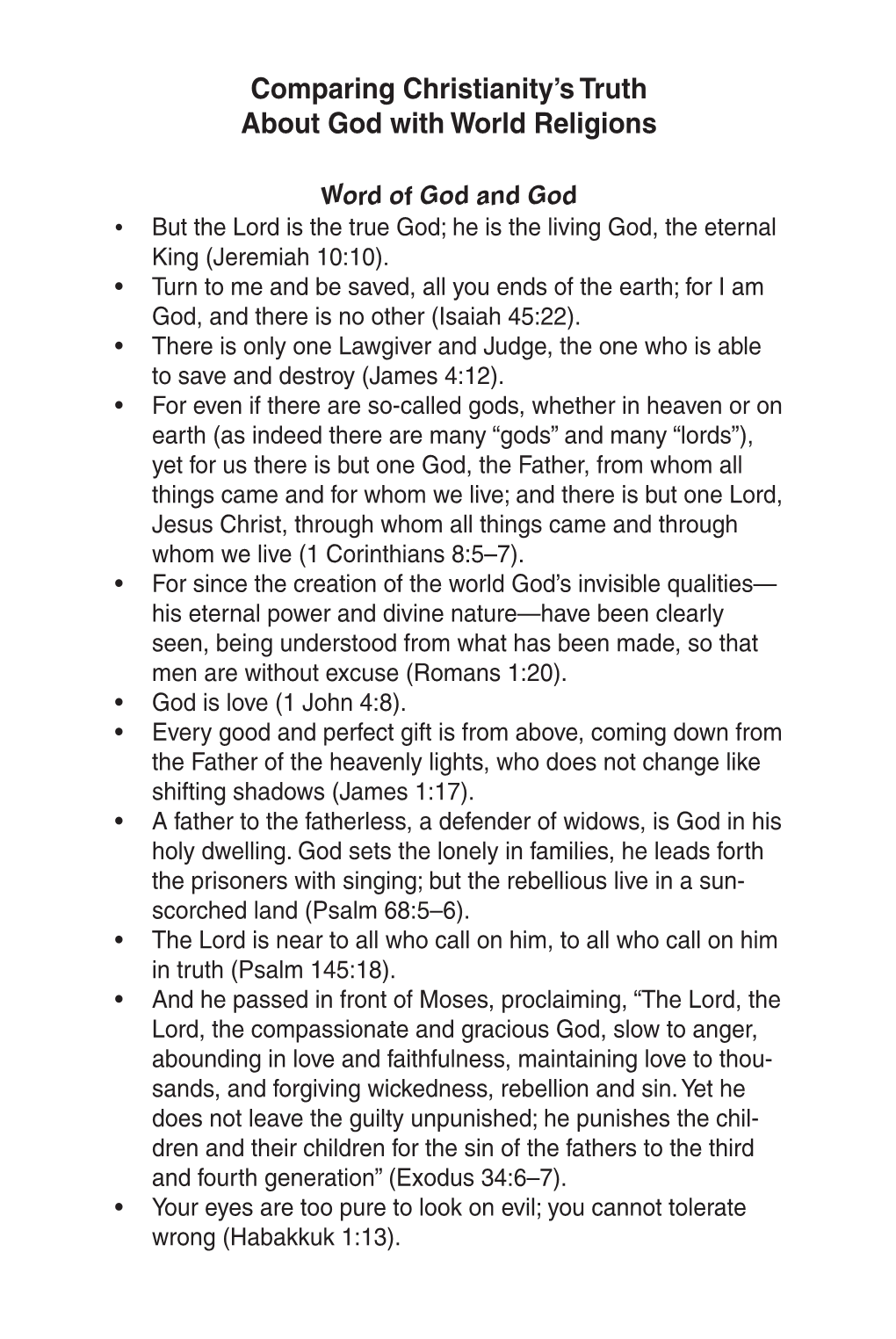 Comparing Christianity's Truth About God with World Religions