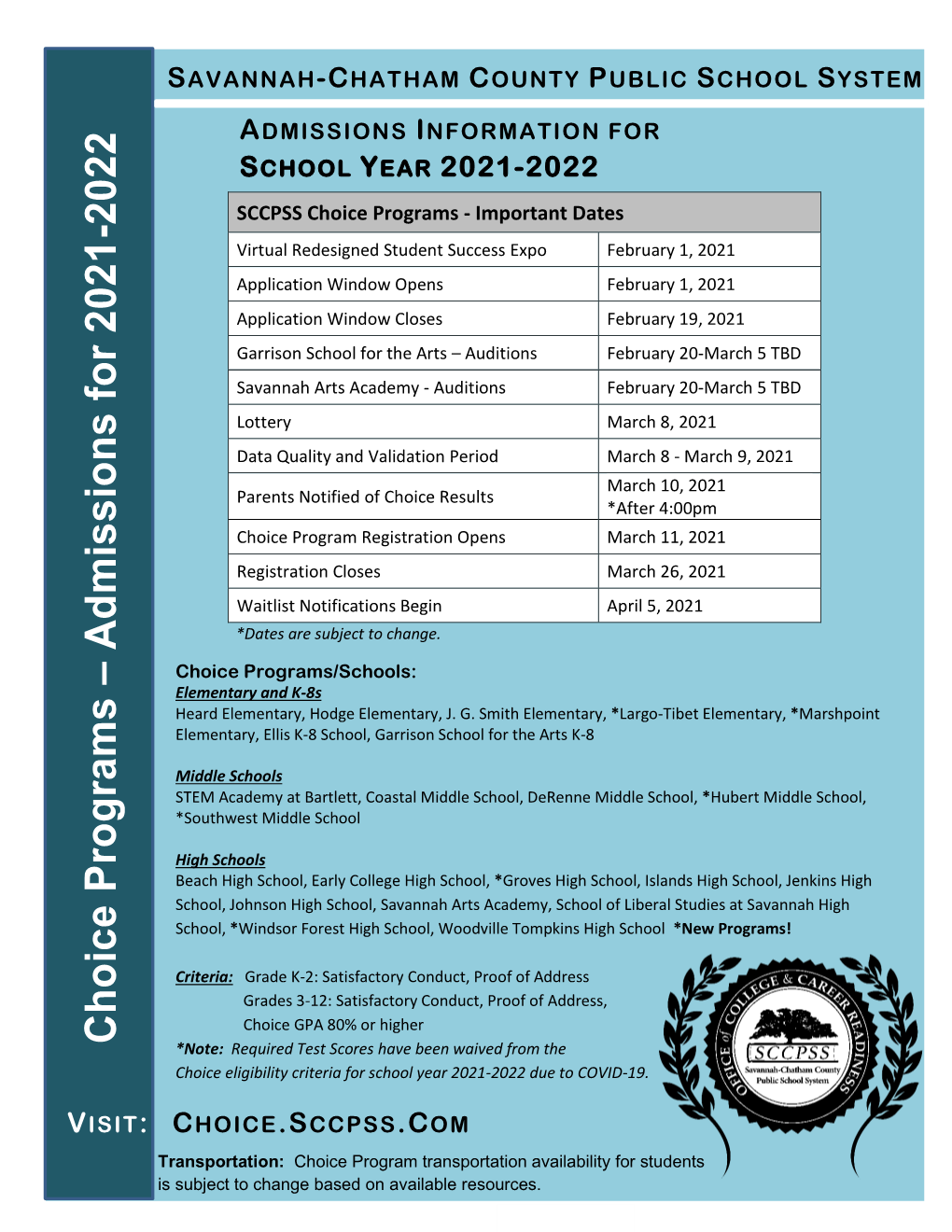 21-22 Choice Program Info Sheet.Pdf