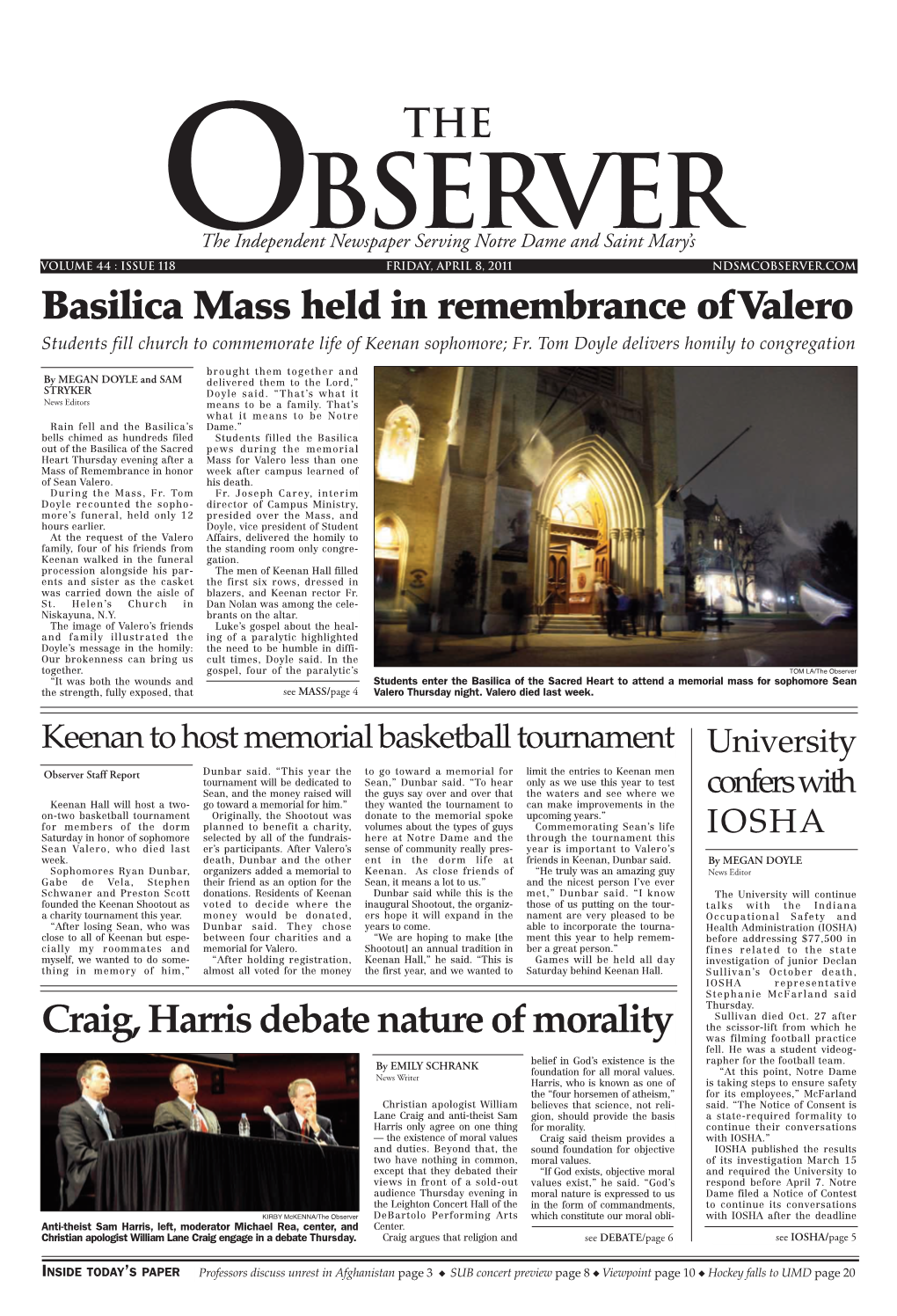 Basilica Mass Held in Remembrance of Valero Craig, Harris Debate Nature