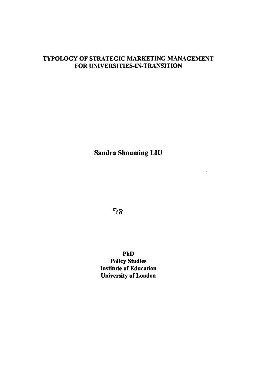 Typology of Strategic Marketing Management for Universities-In-Transition