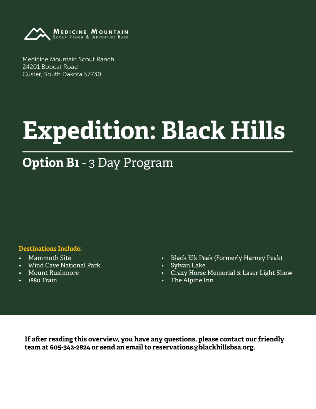 Expedition Black Hills Option B1