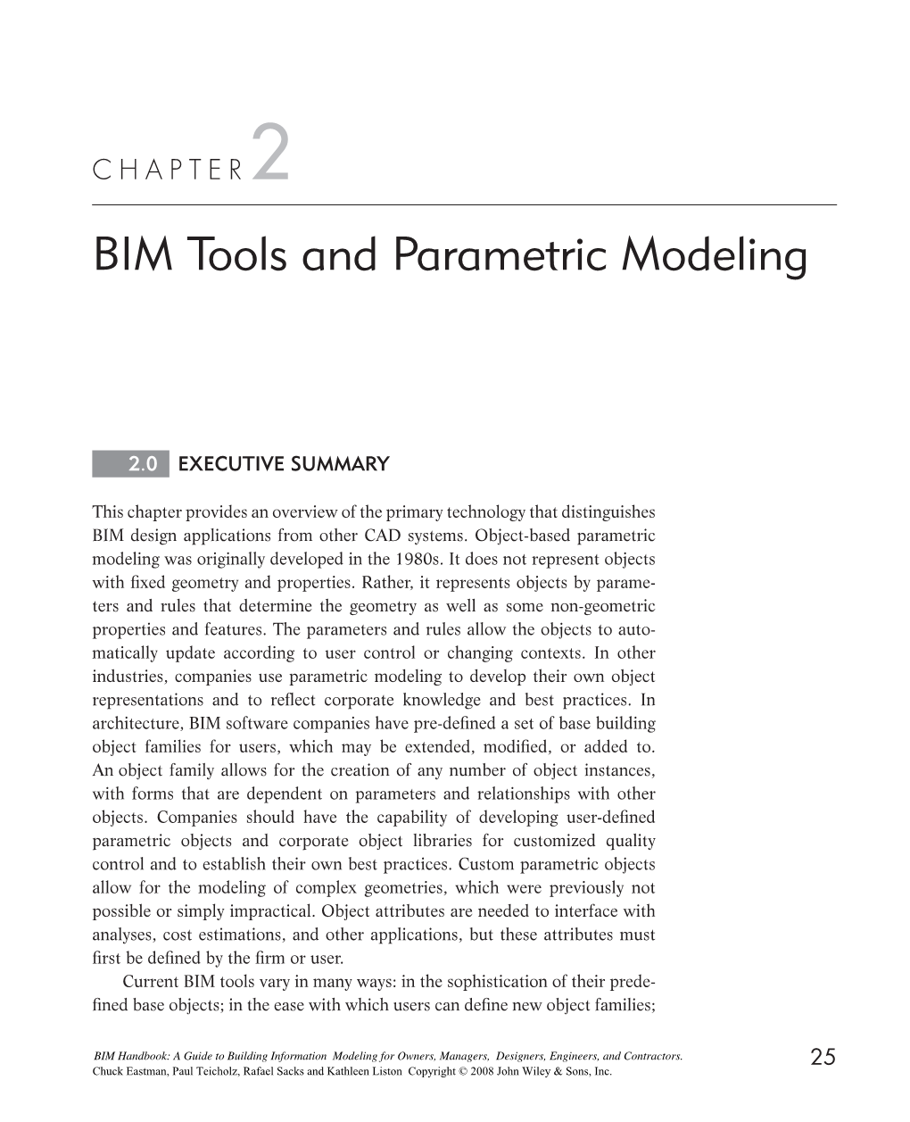 BIM Tools and Parametric Modeling