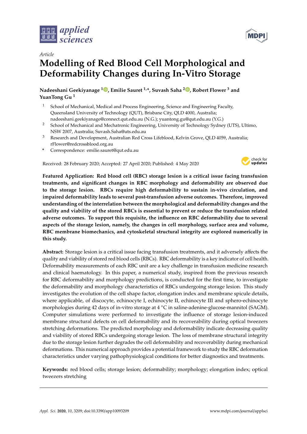 Modelling of Red Blood Cell Morphological and Deformability Changes During In-Vitro Storage