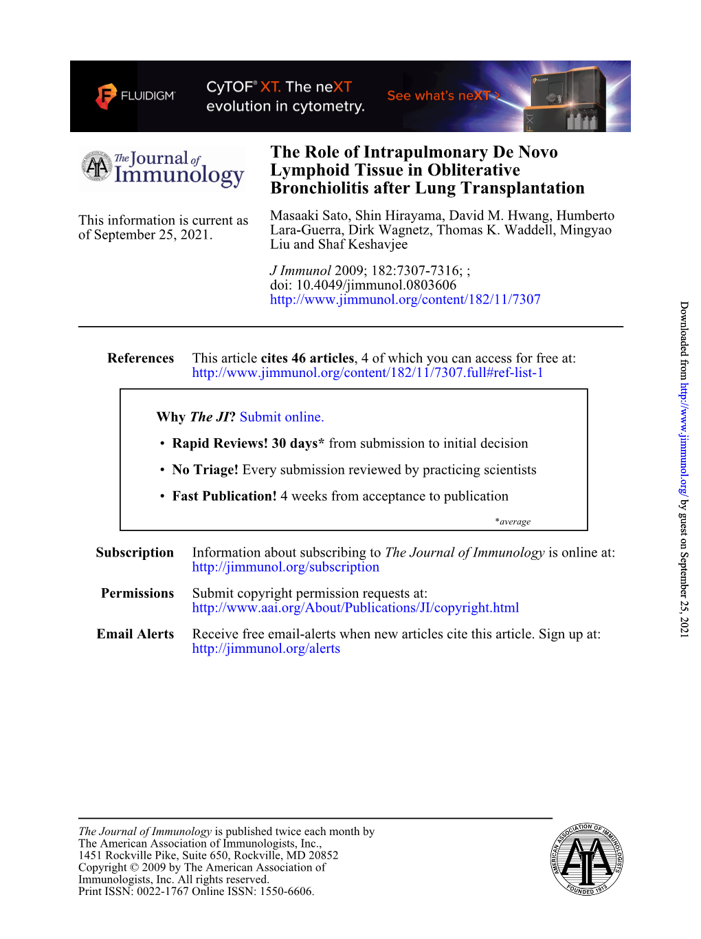 Bronchiolitis After Lung Transplantation Lymphoid Tissue In