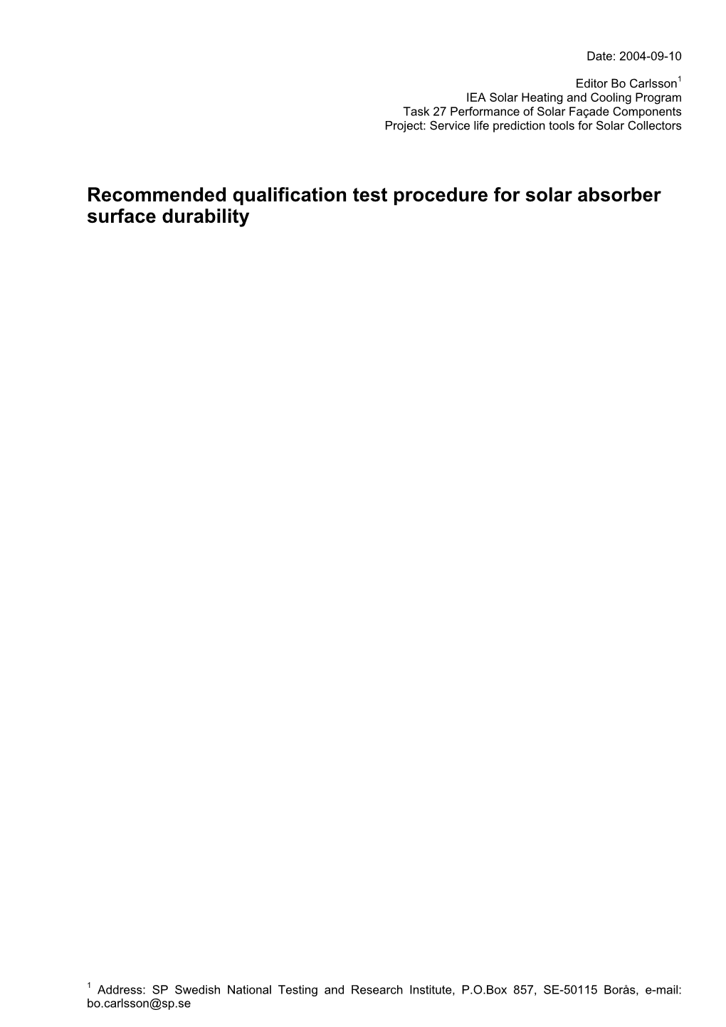 Recommended Qualification Test Procedure for Solar Absorber.Pdf