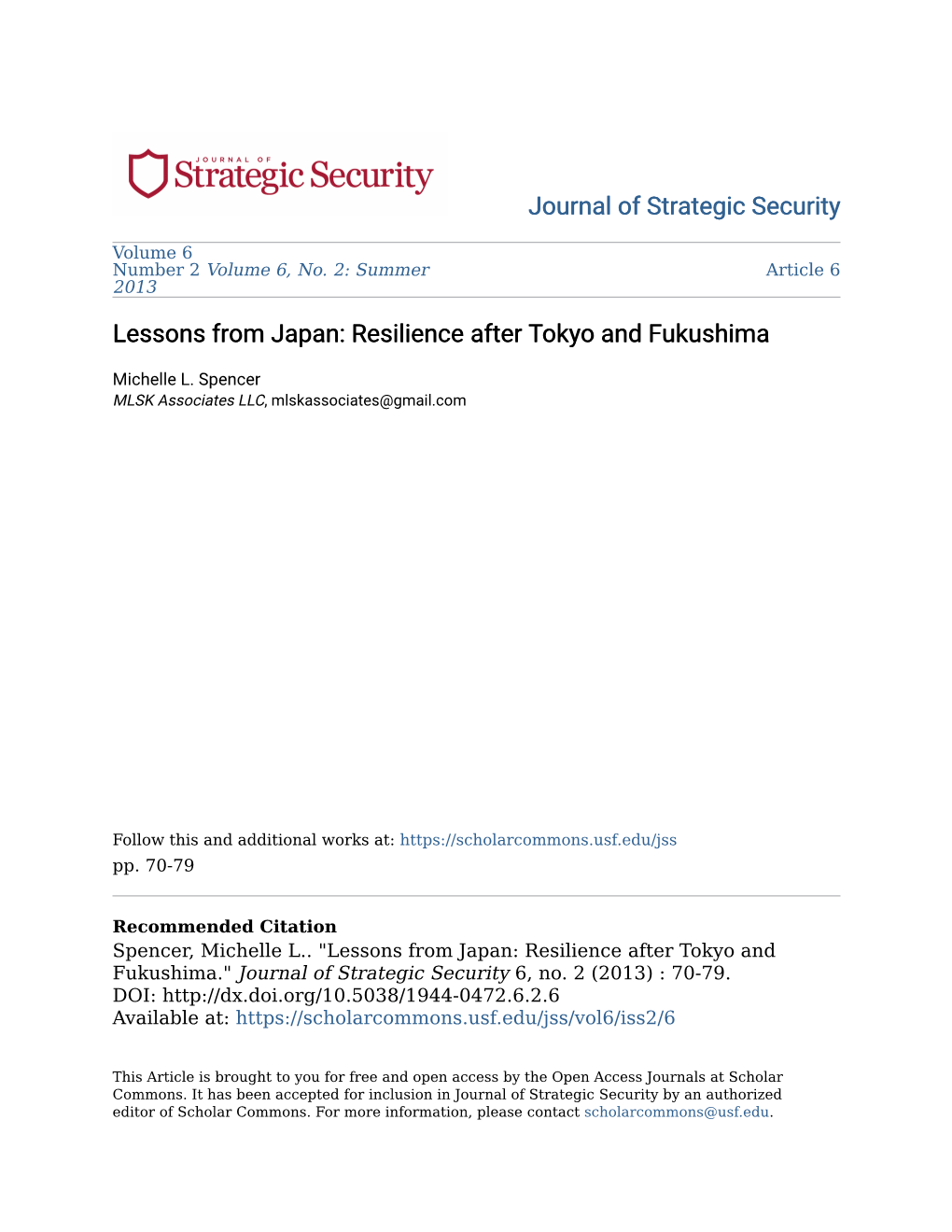 Lessons from Japan: Resilience After Tokyo and Fukushima