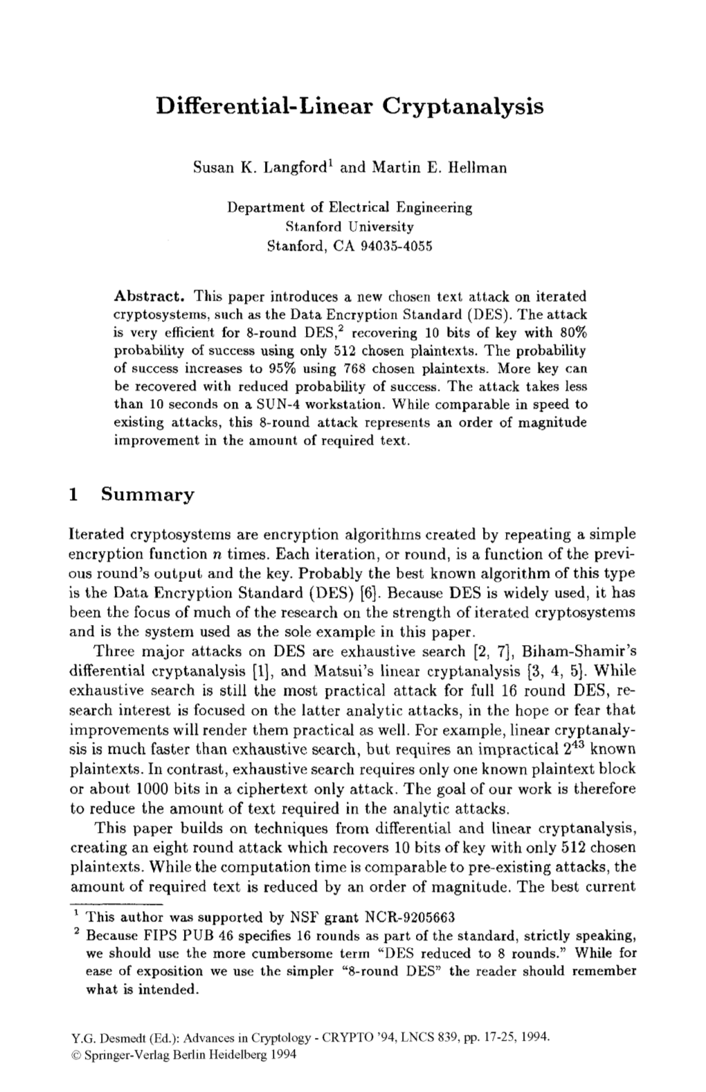 Differential-Linear Crypt Analysis