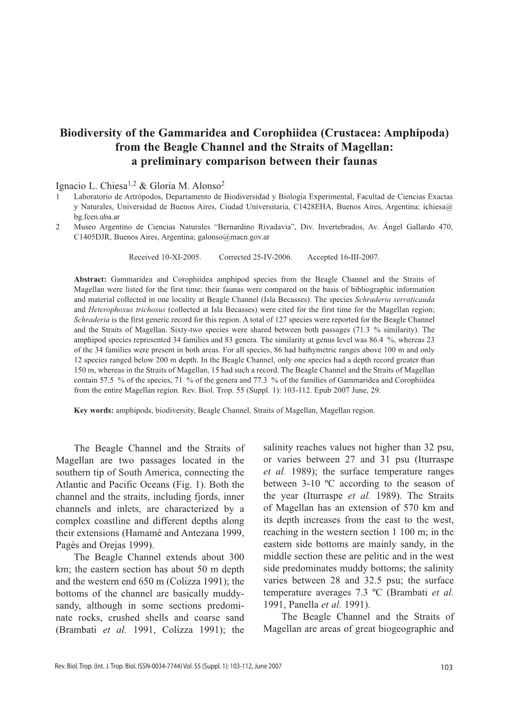 Biodiversity of the Gammaridea and Corophiidea (Crustacea