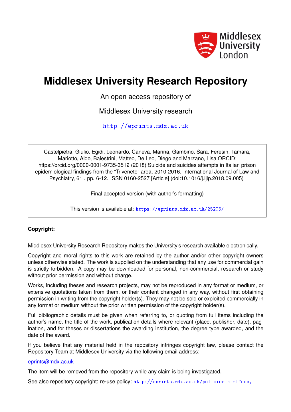 Middlesex University Research Repository an Open Access Repository Of