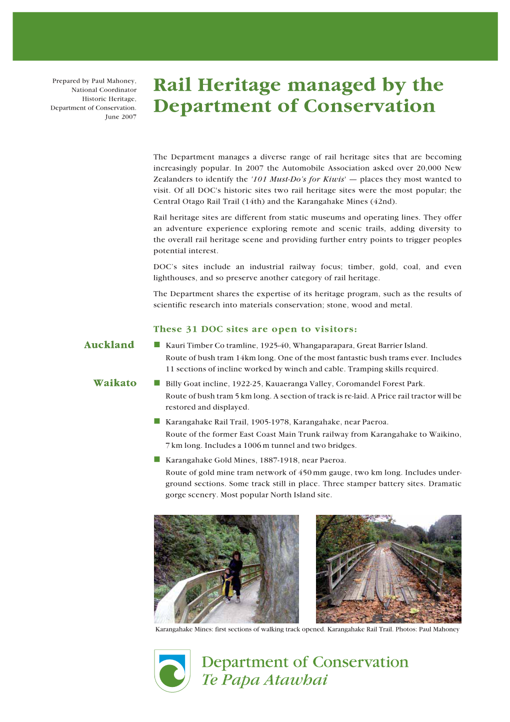 Rail Heritage Managed by the Department of Conservation West Coast  Charming Creek Walkway, 1910-1958, Near Westport