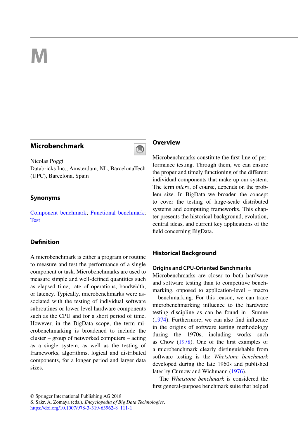 Microbenchmarks in Big Data