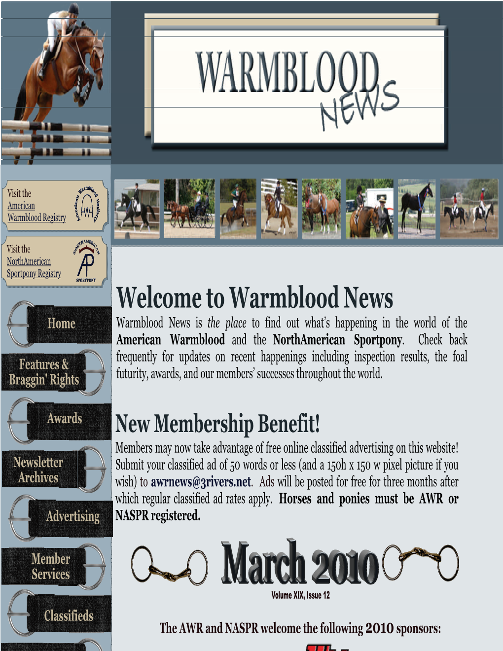 Welcome to Warmblood News Home Warmblood News Is the Place to Find out What’S Happening in the World of the American Warmblood and the Northamerican Sportpony