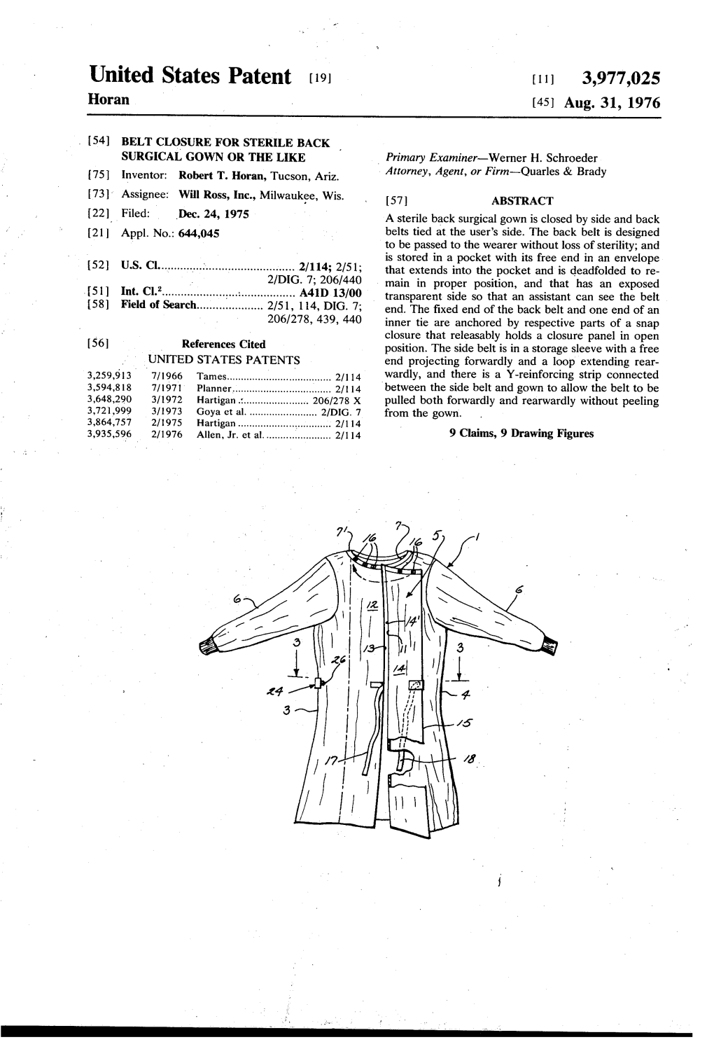 United States Patent 19 11, 3,977,025 Horan (45) Aug