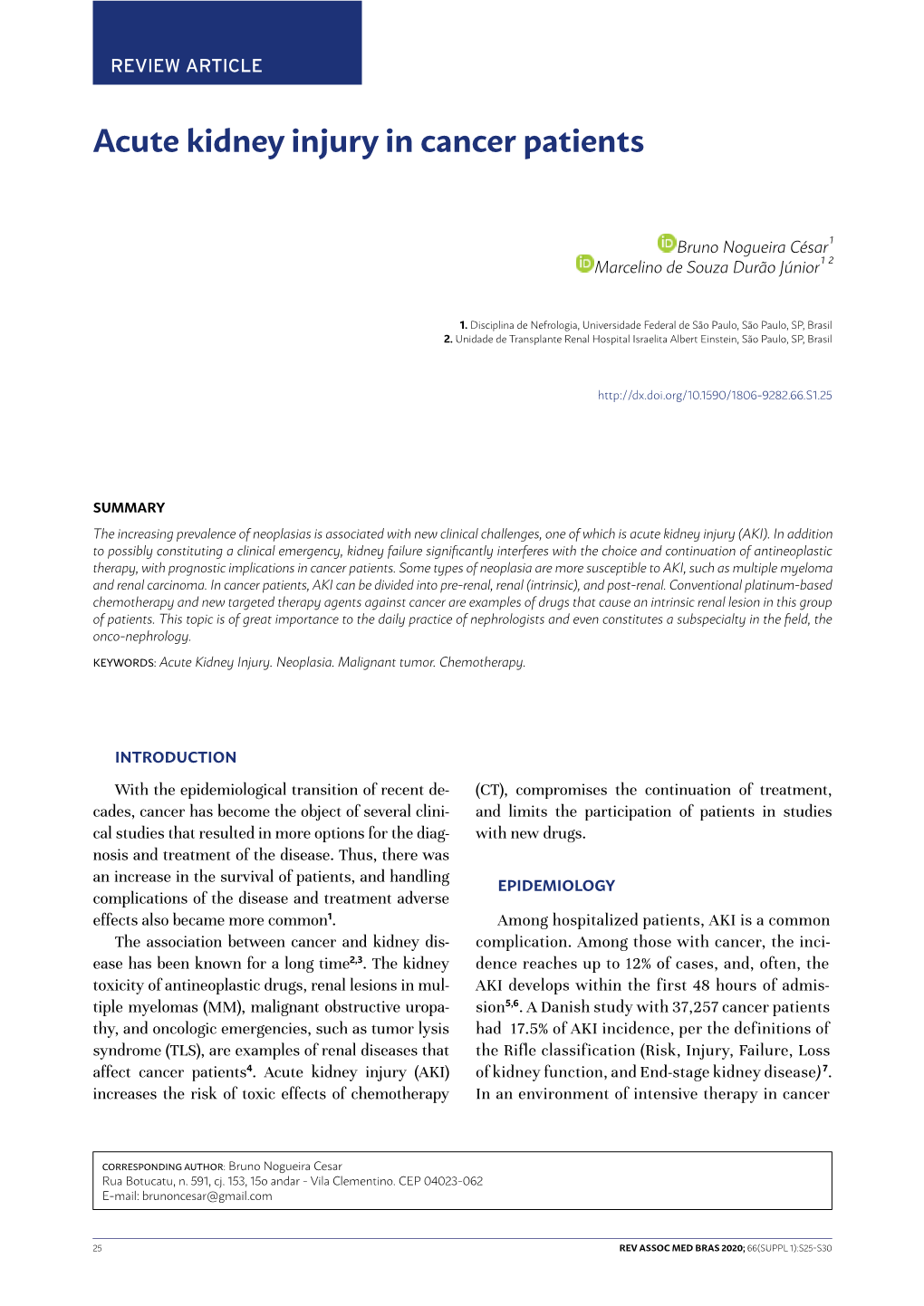 Acute Kidney Injury in Cancer Patients