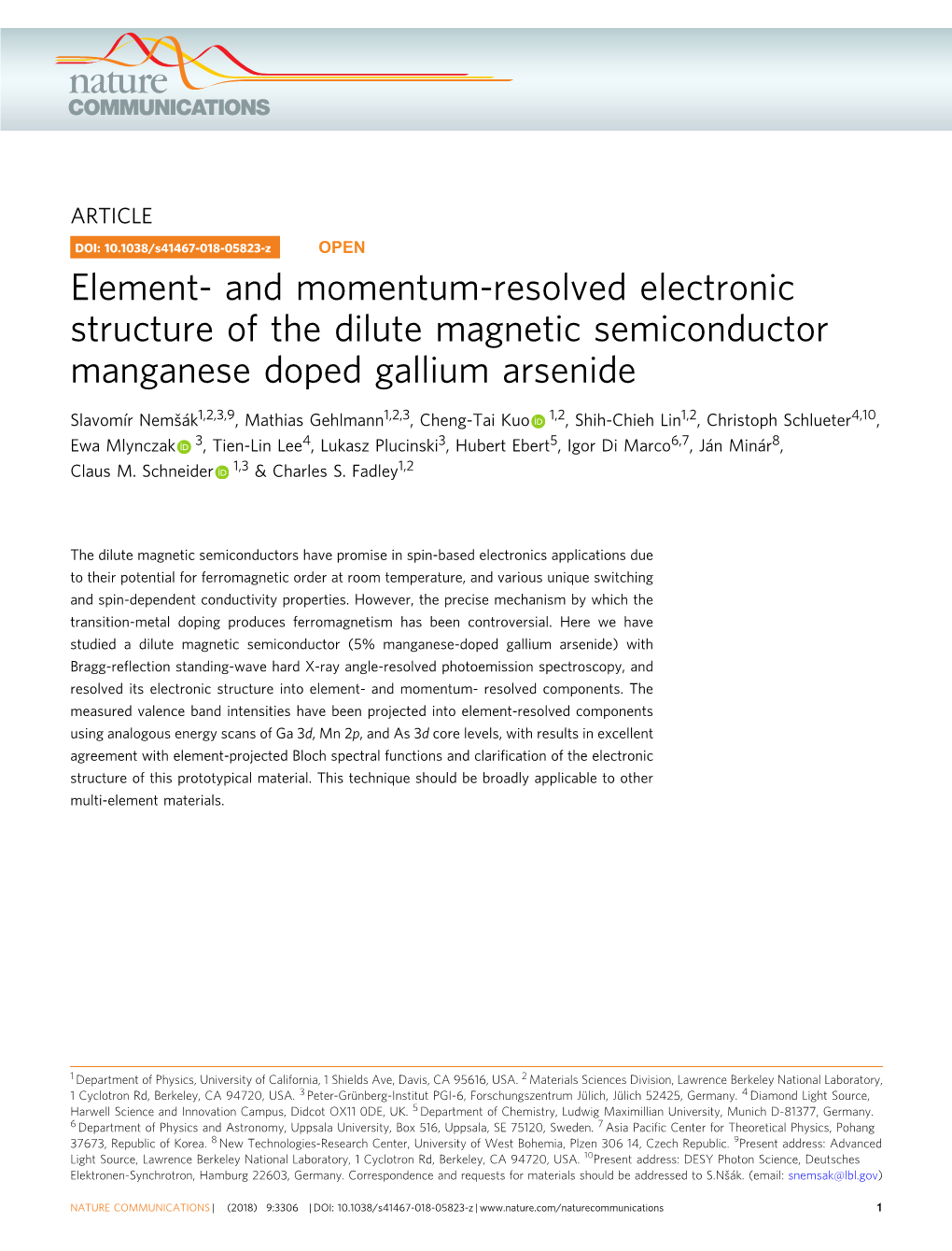 And Momentum-Resolved Electronic Structure of the Dilute Magnetic Semiconductor Manganese Doped Gallium Arsenide