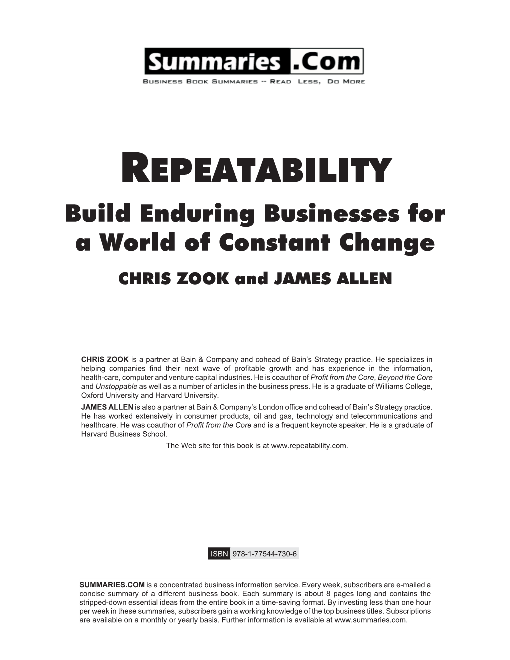 "Repeatability" by Chris Zook and James Allen