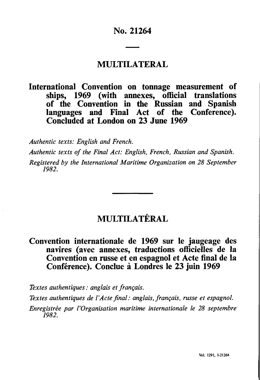 International Convention on Tonnage Measurement of Ships, 1969