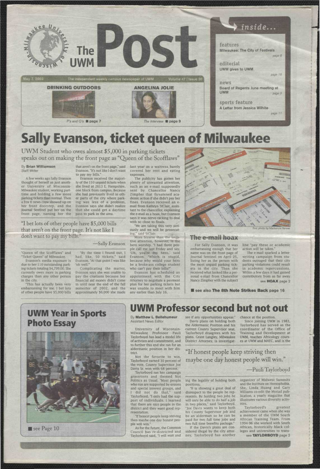 Sally Evanson, Ticket Queen of Milwaukee UWM Student Who Owes Almost $5,000 in Parking Tickets Speaks out on Making the Front Page As "Queen of the Scofflaws"