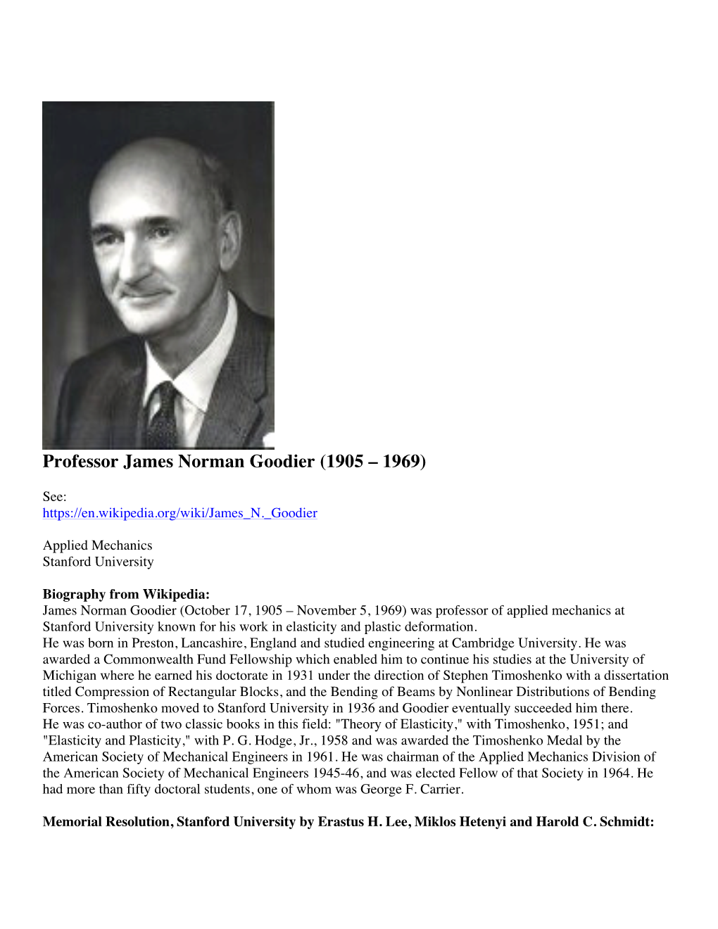 Prof. James Norman Goodier