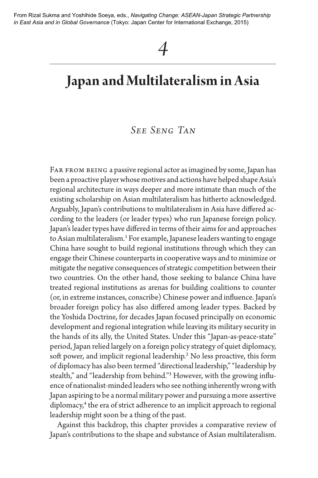 Japan and Multilateralism in Asia