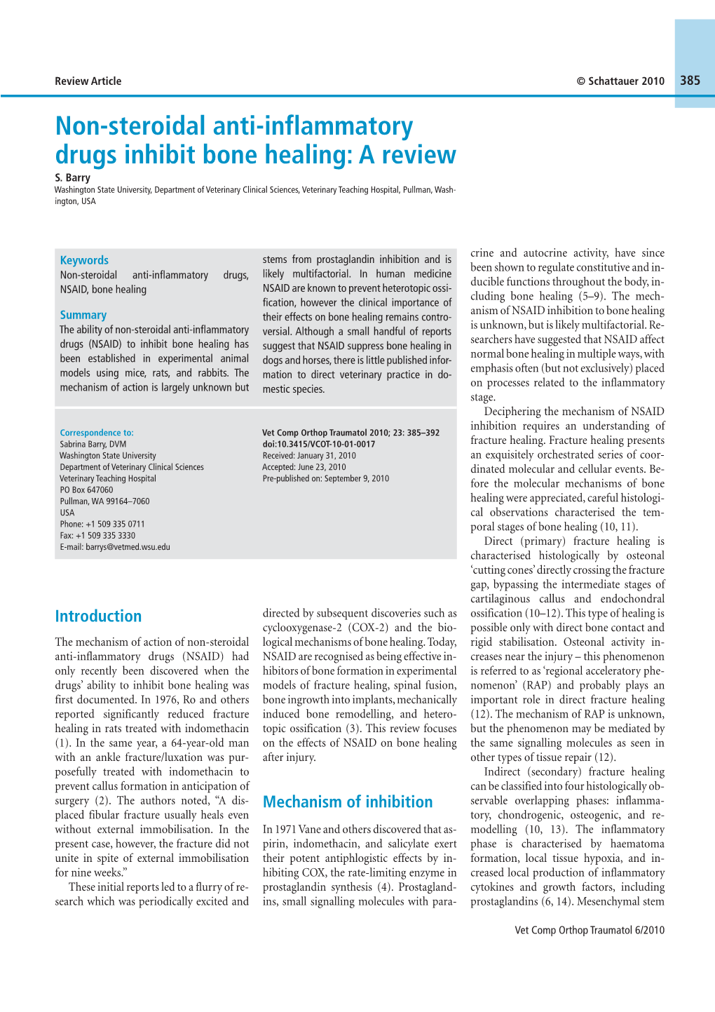 Non-Steroidal Anti-Inflammatory Drugs Inhibit Bone Healing: a Review S