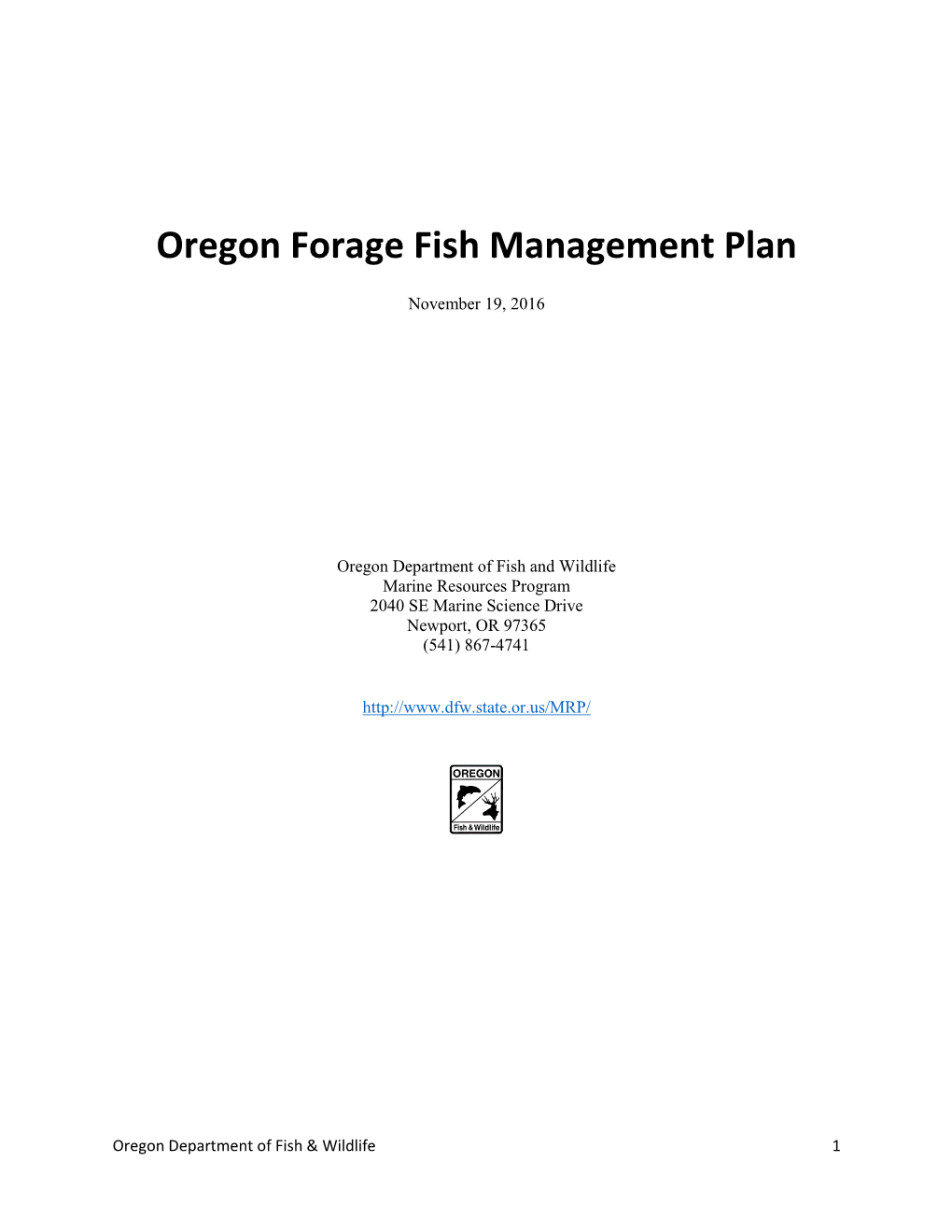 Forage Fish Management Plan