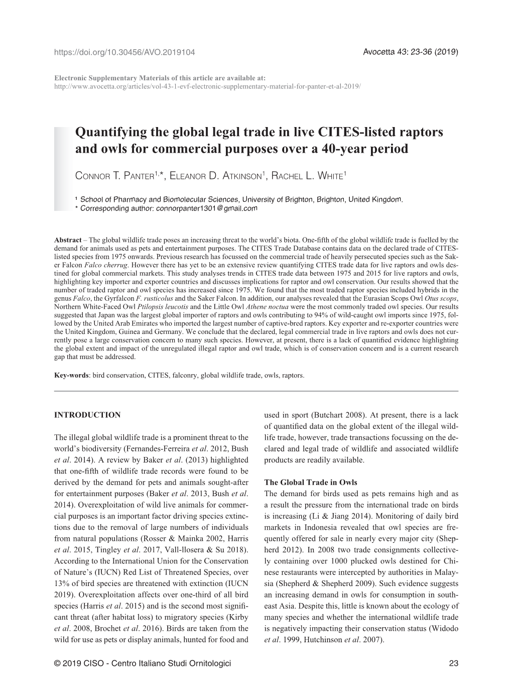 Quantifying the Global Legal Trade in Live CITES-Listed Raptors and Owls for Commercial Purposes Over a 40-Year Period