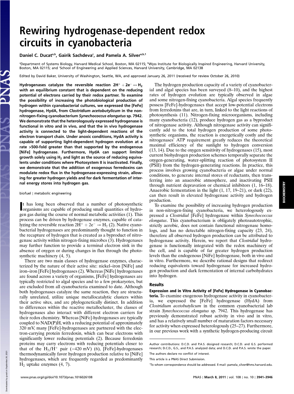 Rewiring Hydrogenase-Dependent Redox Circuits in Cyanobacteria