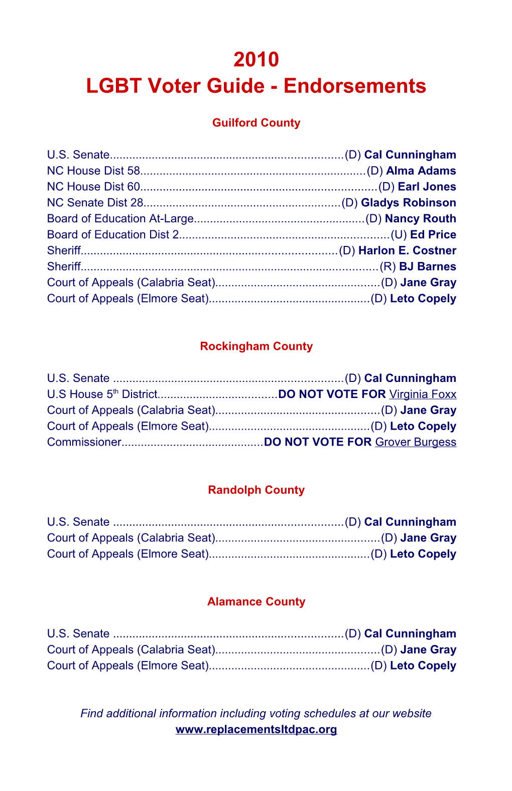 LGBT Voter Guide - Endorsements