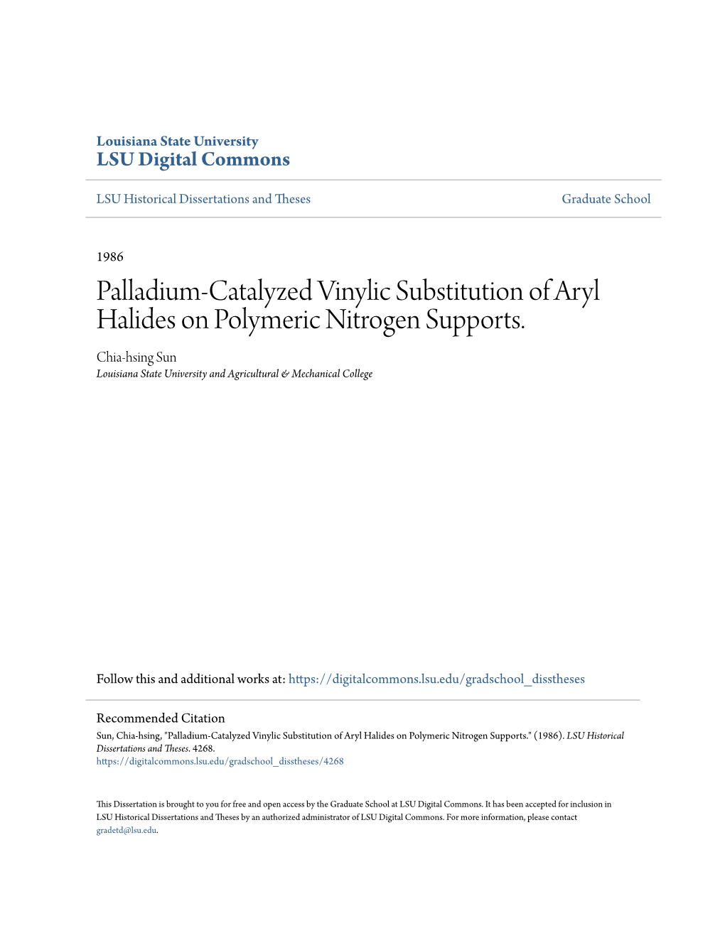 Palladium-Catalyzed Vinylic Substitution of Aryl Halides on Polymeric Nitrogen Supports