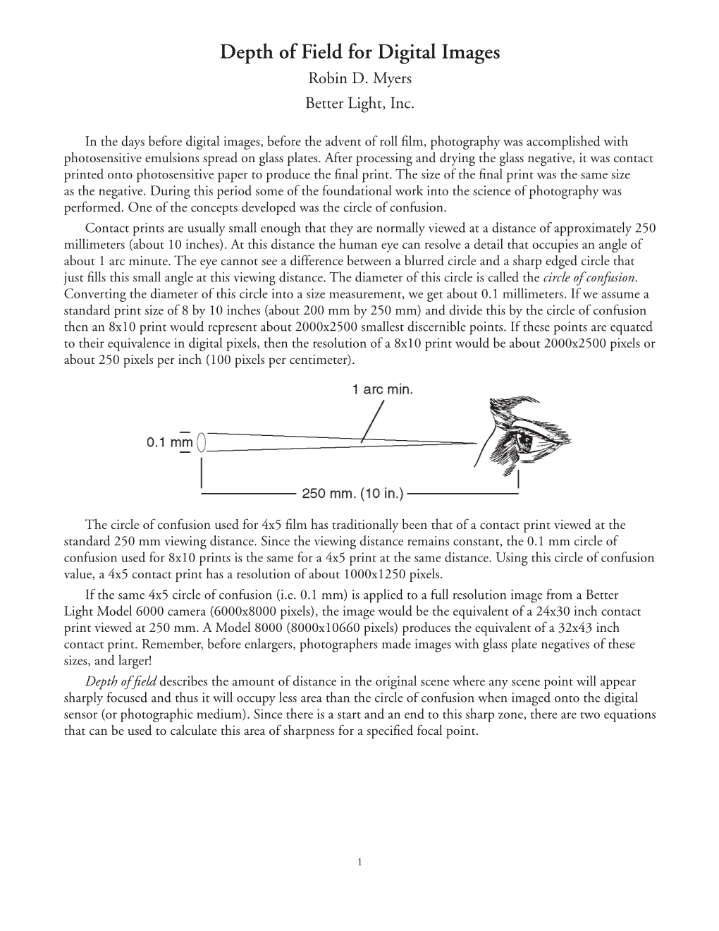 Depth of Field PDF Only