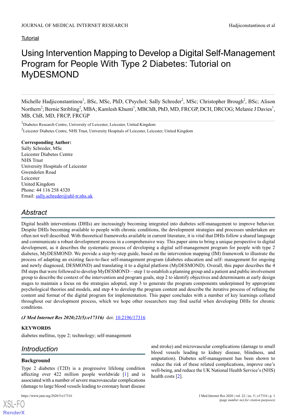 Using Intervention Mapping to Develop a Digital Self-Management Program for People with Type 2 Diabetes: Tutorial on Mydesmond