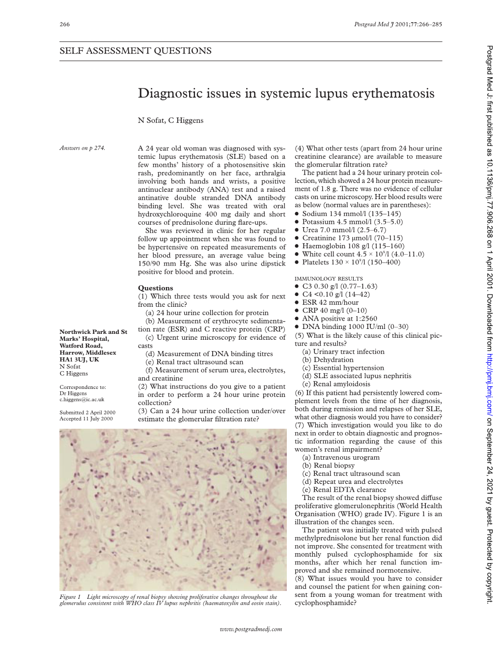 Diagnostic Issues in Systemic Lupus Erythematosis