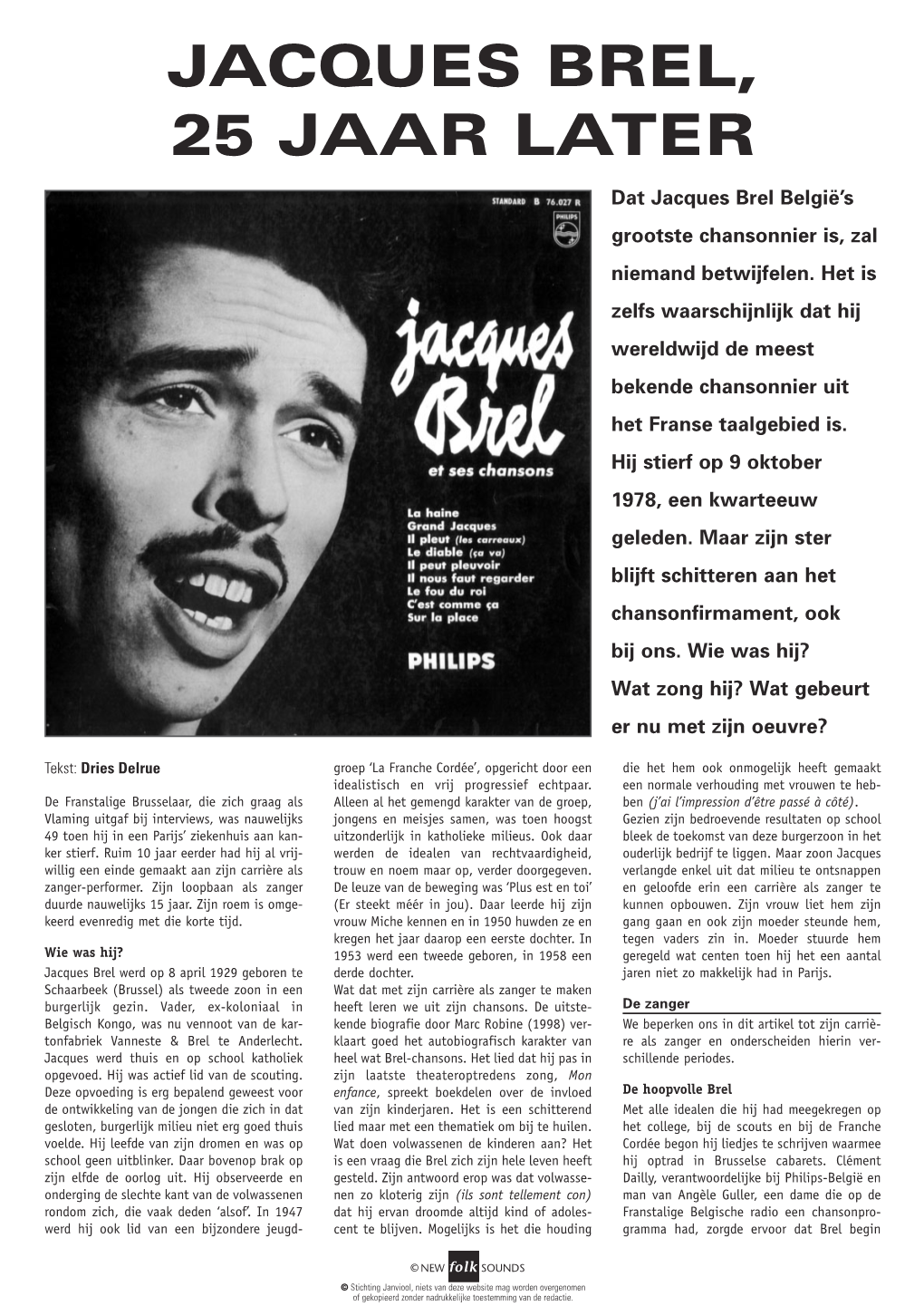 Jacques Brel, 25 Jaar Later