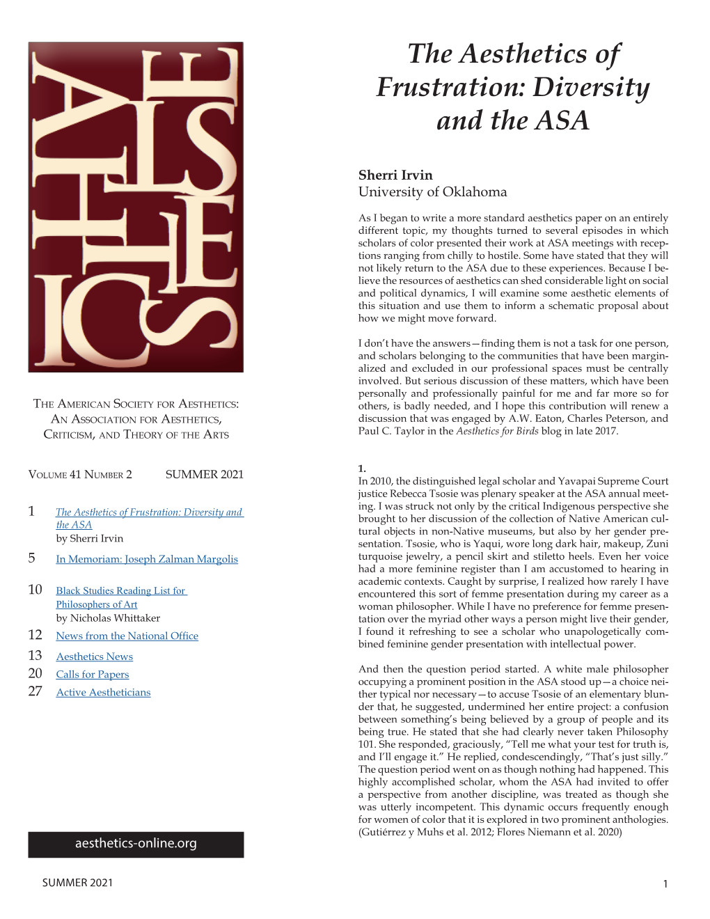 The Aesthetics of Frustration: Diversity and the ASA