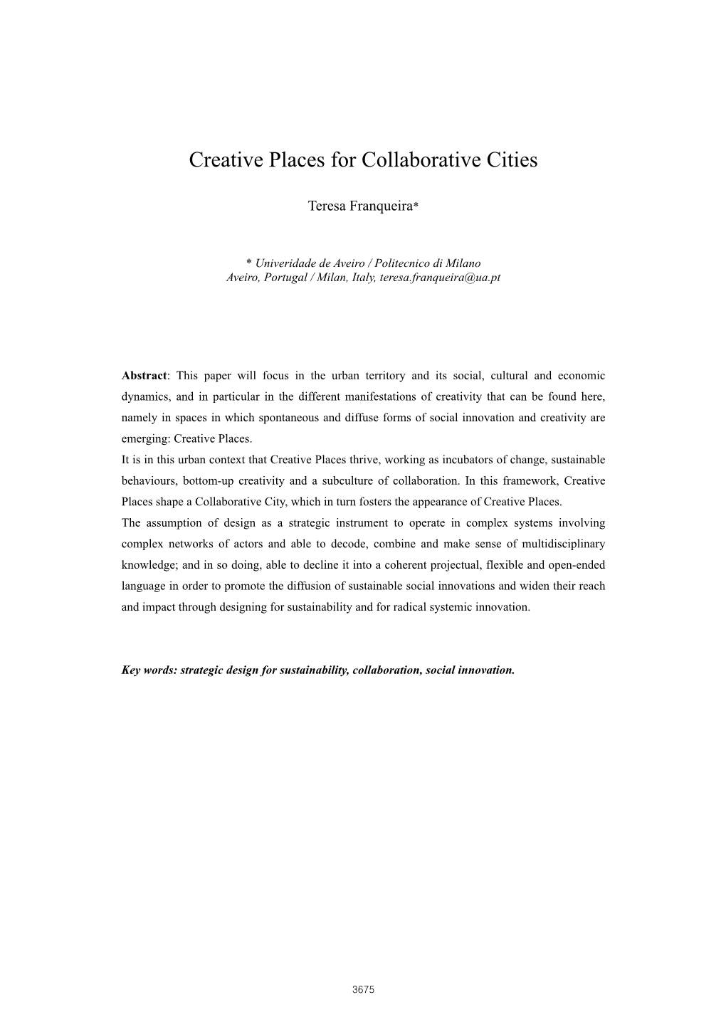 Creative Places for Collaborative Cities