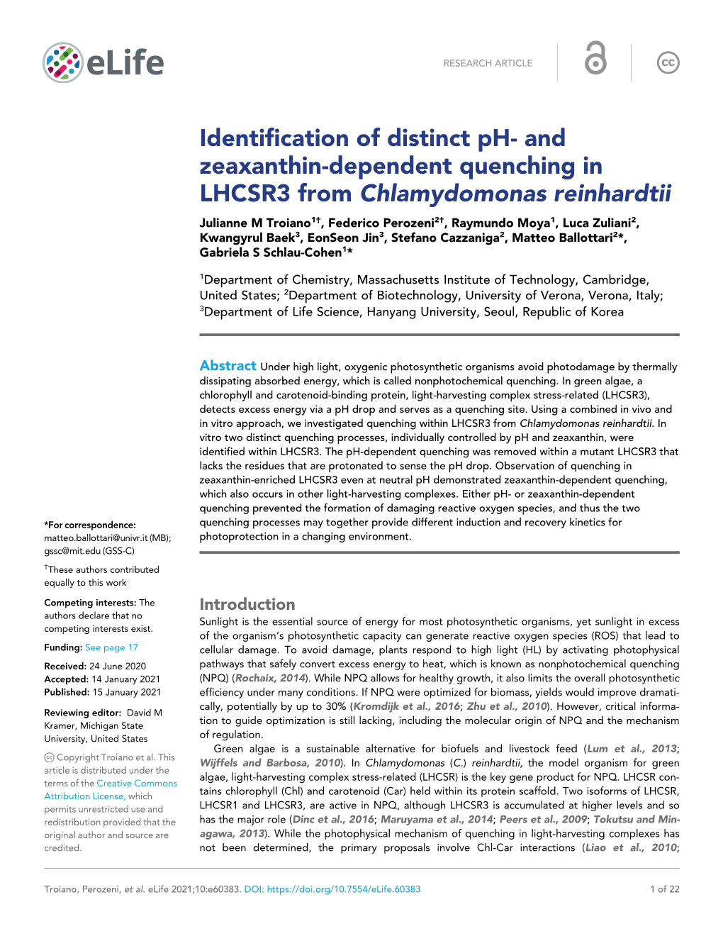 Identification of Distinct Ph- and Zeaxanthin-Dependent Quenching