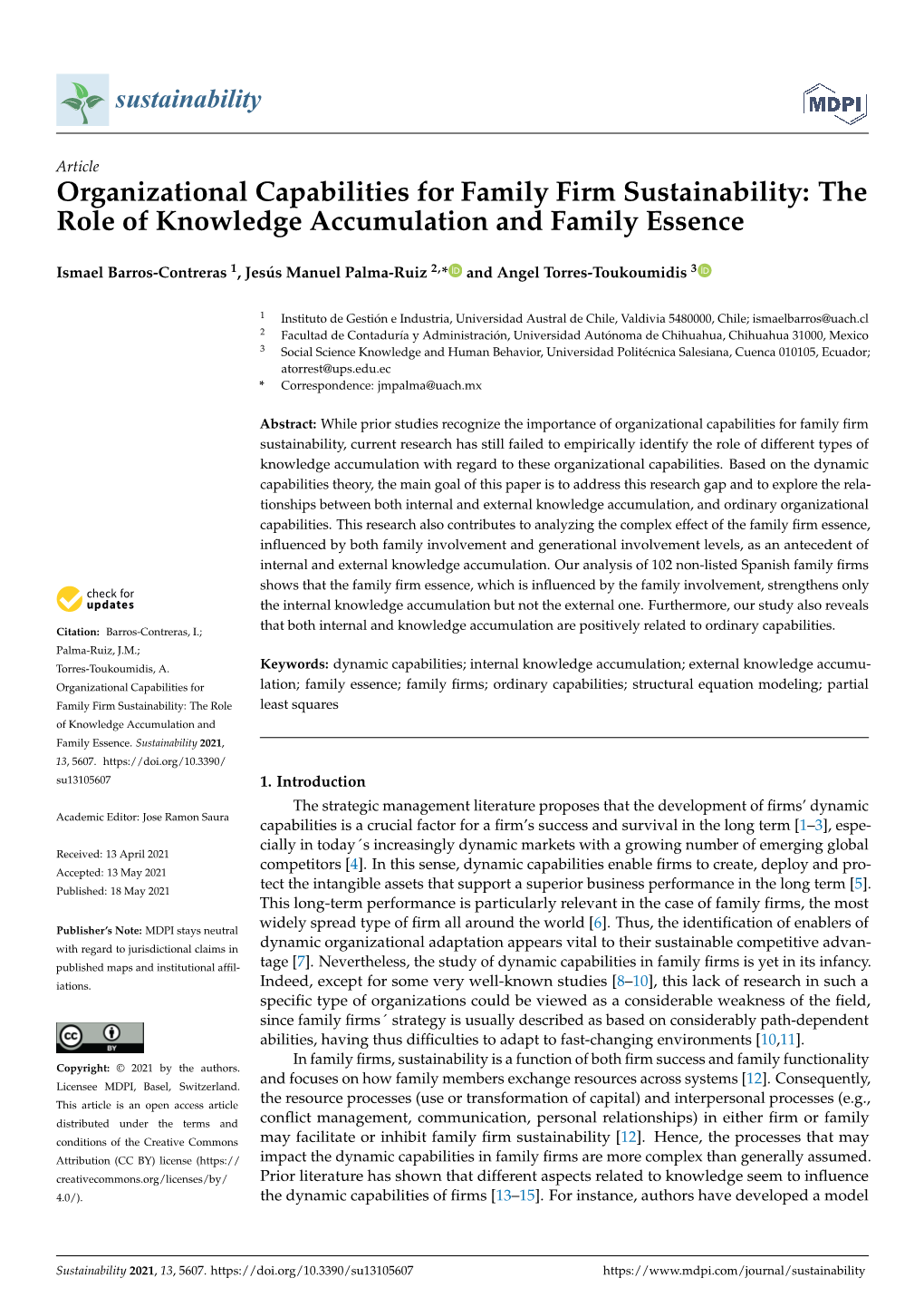 Organizational Capabilities for Family Firm Sustainability: the Role of Knowledge Accumulation and Family Essence