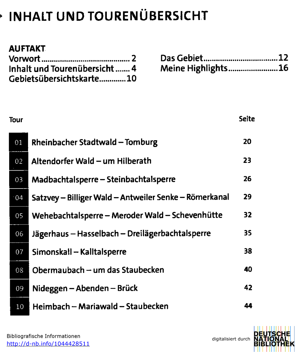 • Inhalt Und Tourenübersicht