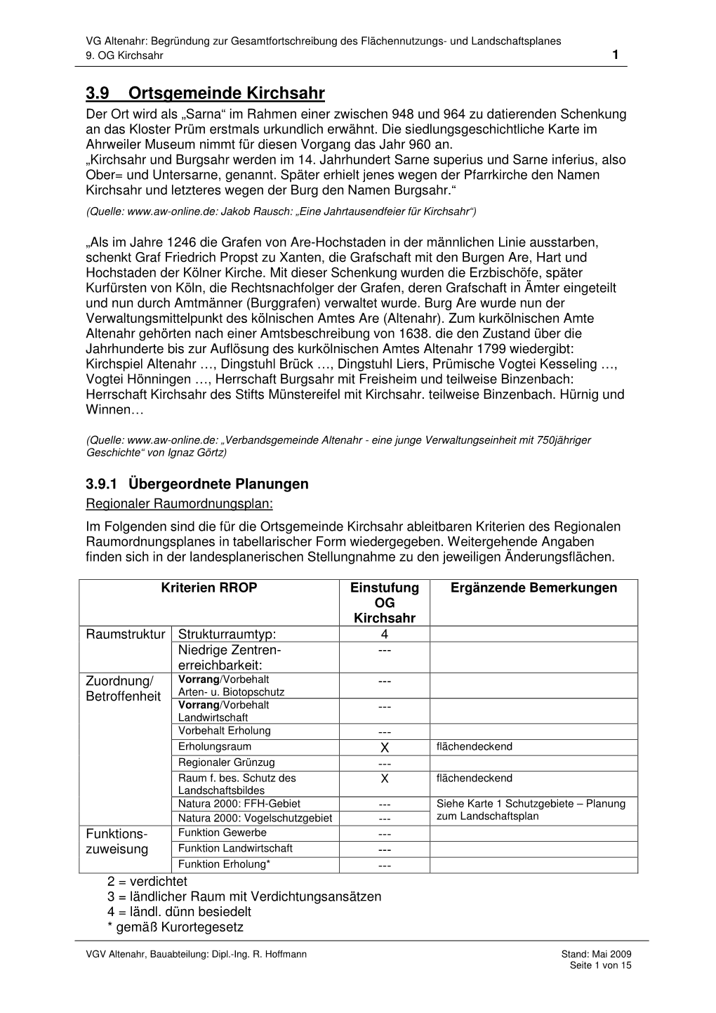 3.9 Ortsgemeinde Kirchsahr Der Ort Wird Als „Sarna“ Im Rahmen Einer Zwischen 948 Und 964 Zu Datierenden Schenkung an Das Kloster Prüm Erstmals Urkundlich Erwähnt