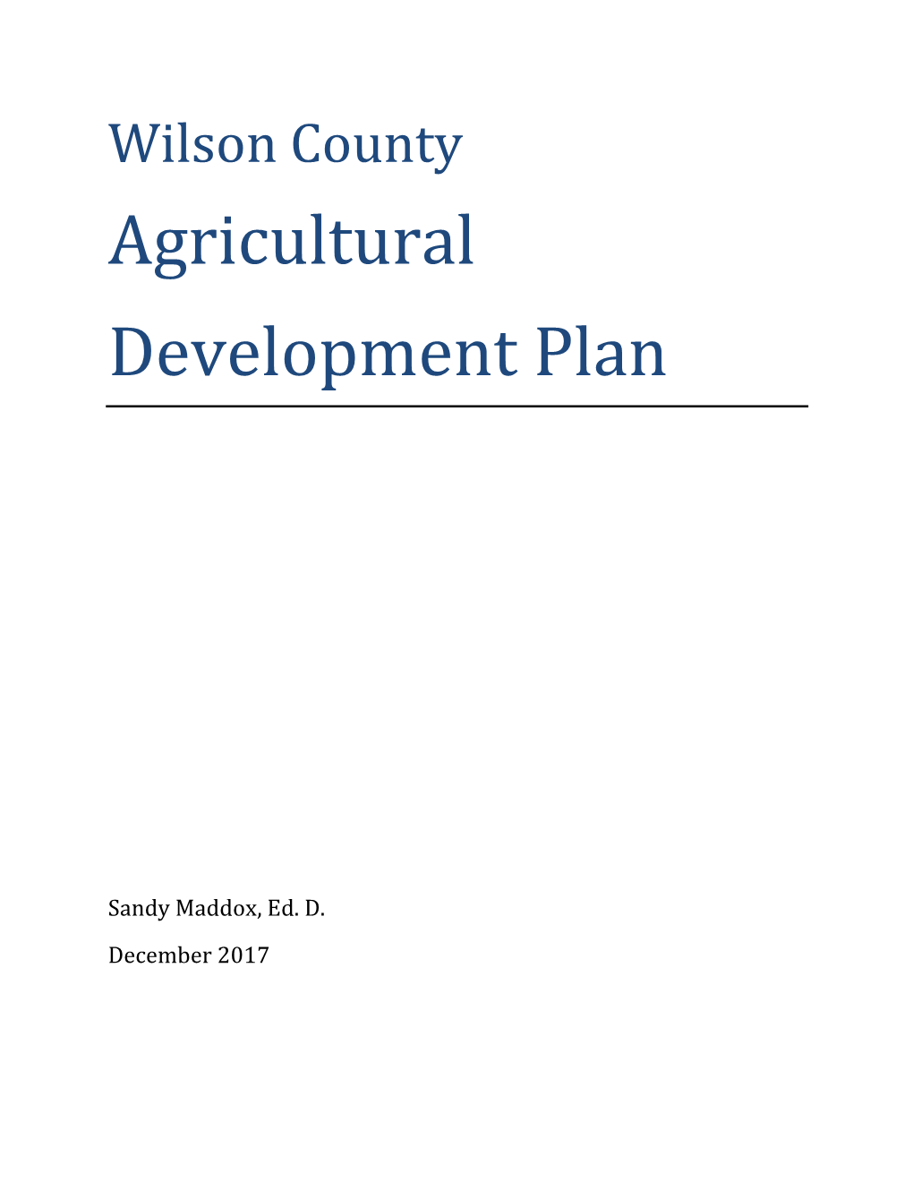 Wilson County, NC Agricultural Development Plan