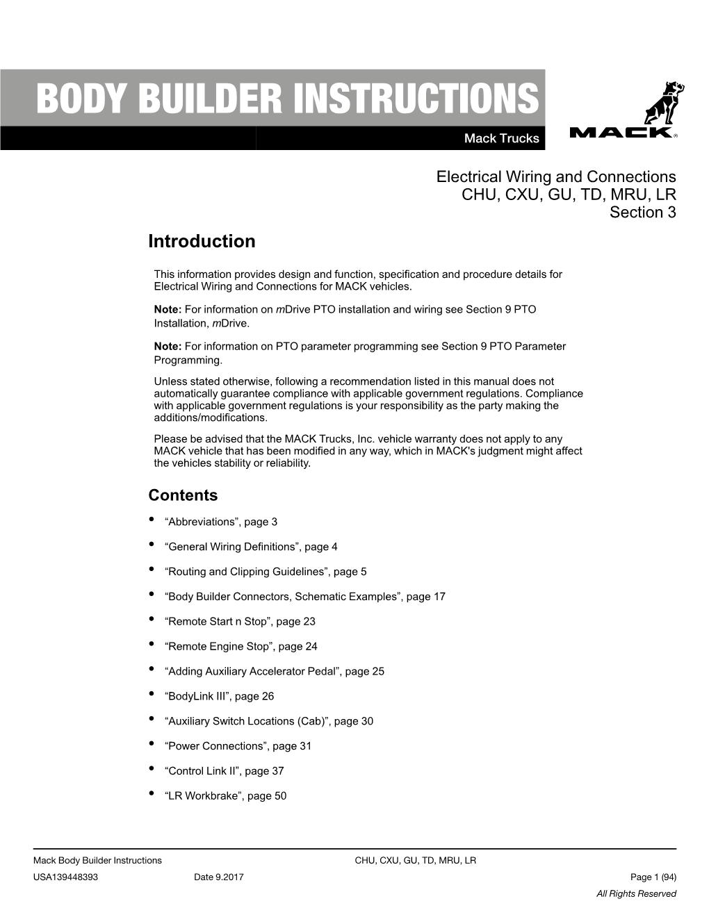 Body Builder Connectors, Schematic