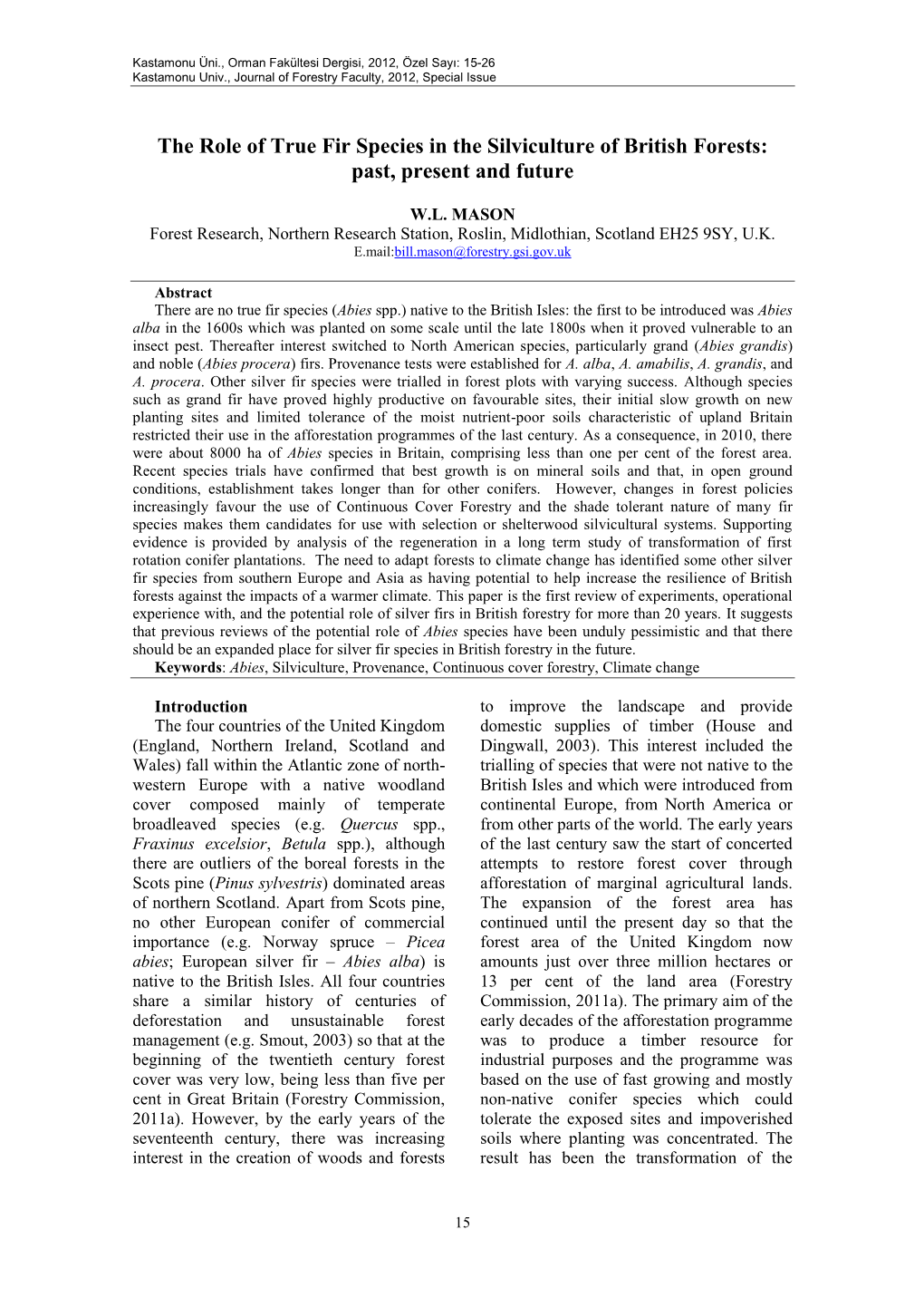 The Role of Fir Species in the Silviculture of British Forests